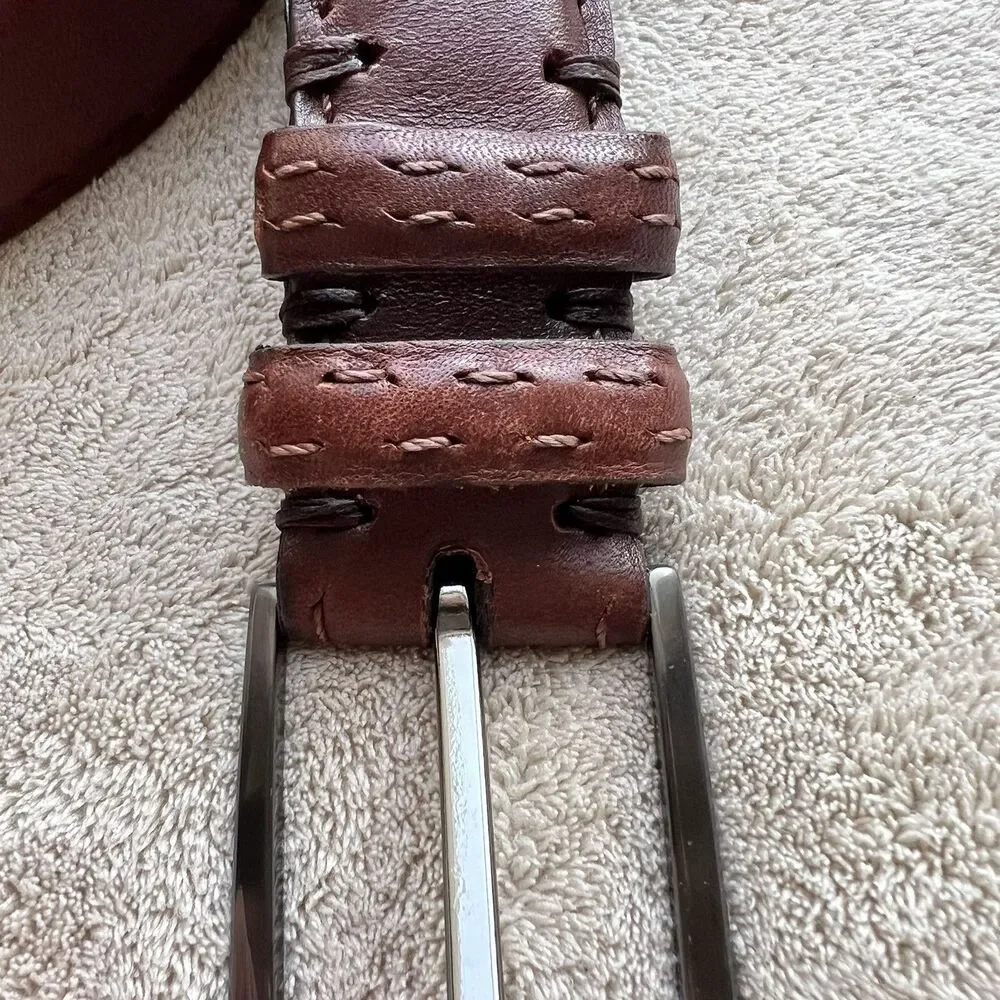 Torino Aniline Kipskin Shoulders Brown Leather Belt Men’s 40 Made in USA 65561‎